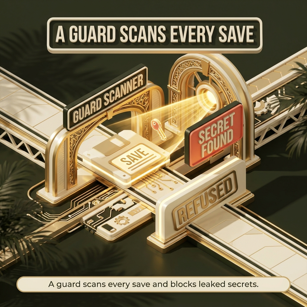 My agents almost leaked a password. A boring guard caught it.